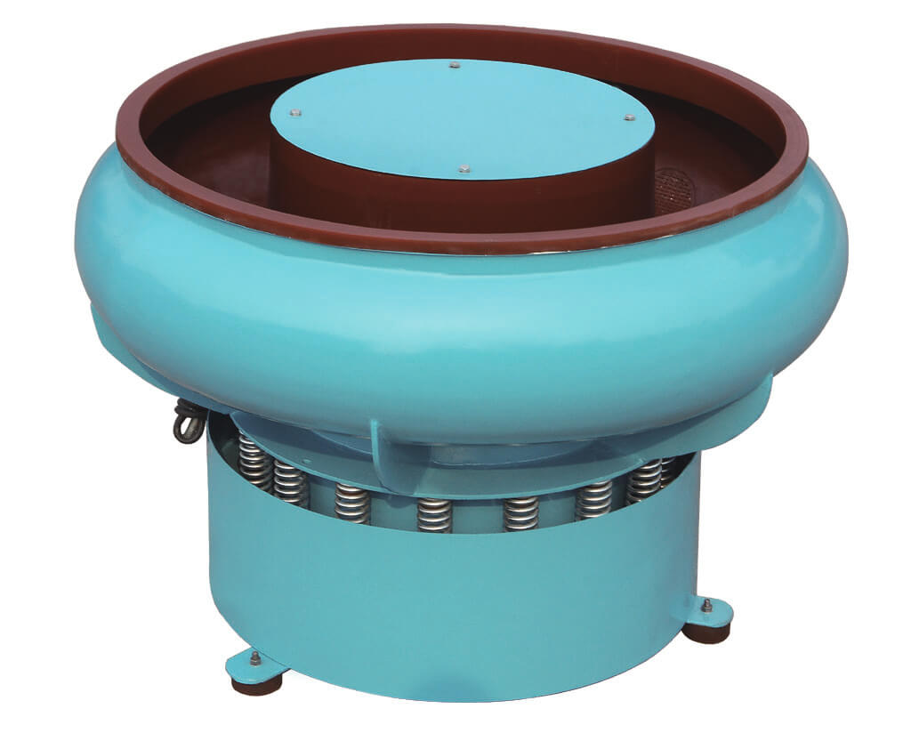 VIBRATORY FINISHING MACHINE WITH CURVED WALL BOWL